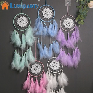 Lumiparty ตาข่ายดักฝัน ประดับขนนก สีพื้น สําหรับแขวนตกแต่งผนังห้อง