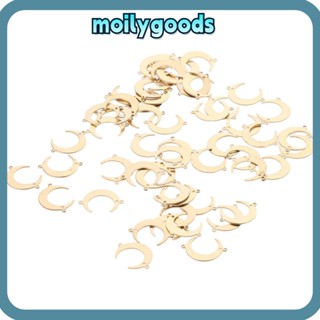 Moilyhd ตัวเชื่อมต่อ รูปดวงจันทร์ สเตนเลส สีทอง ตัวเชื่อมต่อ เครื่องประดับ ทําดวงจันทร์เปล่า แท็ก เสน่ห์ เครื่องประดับ
