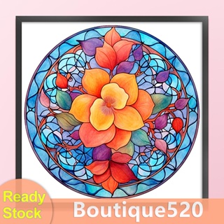 [boutique520.th] ชุดปักครอสติช ผ้าฝ้าย พิมพ์ลายดอกไม้ 11CT 40x40 ซม.