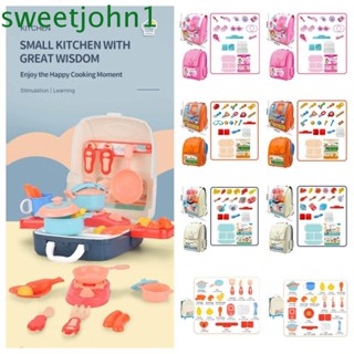 Sweetjohn ชุดกระเป๋าเครื่องมือทําอาหารจําลอง ขนาดเล็ก แบบพกพา ปลอดภัย DIY สําหรับเด็ก