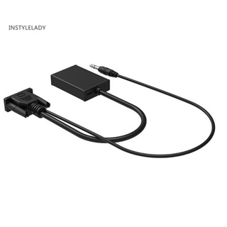 Instylelady อะแดปเตอร์แปลงสายเคเบิลเสียง VGA ตัวผู้ เป็น HDMI 1080P ความคมชัดสูง แบบพกพา