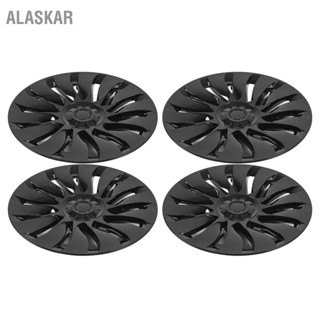 ALASKAR 4pcs ล้อ HUB CAP สมมาตร GLOSS สีดำรถยนต์ Hubcap สำหรับ Tesla รุ่น Y 19 นิ้วล้อ 2020 ถึง 2023