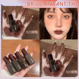 Leike Brown Lip Gloss Matte Velour Waterproof Girly ลิปสติก Not Easy To Fade Lip And Cheek Dual-use Lip Mud bri