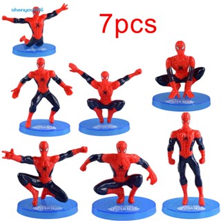 Syc- ตุ๊กตาฟิกเกอร์ Super Heroes Spiderman สําหรับตกแต่งเค้ก 7 ชิ้น ต่อชุด