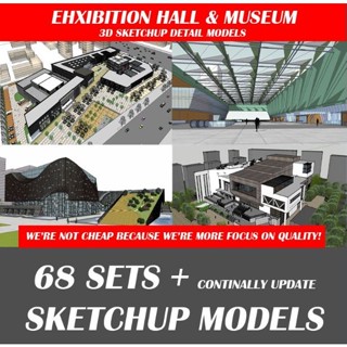 68 EXHIBITION MUSUEM ARCHITECTURE DETAIL 3D MODEL SKETCHUP CONCEPTUAL DESIGN IDEA MODELS PHOTOSHOP ILLUSTRATOR