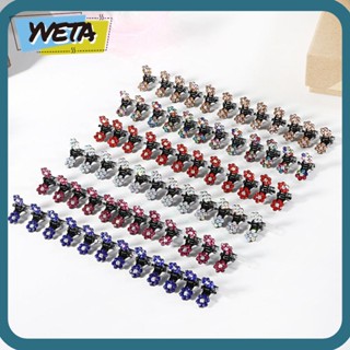 Yveta กิ๊บติดผม รูปดอกไม้ ประดับพลอยเทียม ของขวัญ 12 ชิ้น