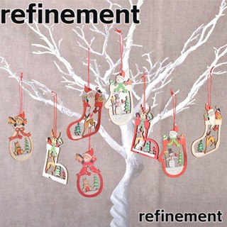 Refinement จี้ไม้ รูปสโนว์แมน แบบกลวง สร้างสรรค์ สําหรับแขวนตกแต่งประตู DIY