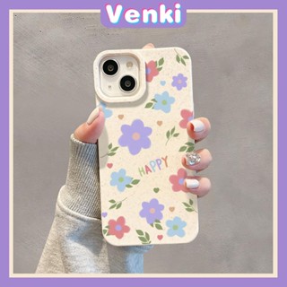 VENKI - เข้ากันได้สำหรับ เคสไอโฟน เคสไอโฟน11 เคส iphone 11 กรณีเป็นมิตรกับสิ่งแวดล้อมย่อยสลายได้สีขาวกรณีกันกระแทกดอกไม้สีฟ้าเรียบง่ายเข้ากันได้กับ iPhone 14 PRO MAX 13 PRO MAX 12 11Pro MAX XR XS 7Plus 8 PLUS