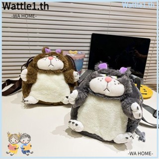 Wttle กระเป๋าผ้ากํามะหยี่ขนนิ่ม ลายการ์ตูนแมว แบบพกพา