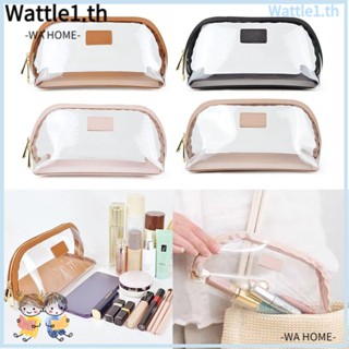 Wttle กระเป๋าเครื่องสําอาง เจลลี่ TPU แบบครึ่งวงกลม กันน้ํา สีโปร่งใส สําหรับเดินทาง