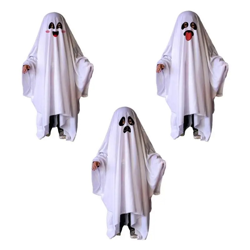 Halloween Cloak Cape Ghostes Hooded Cloak Cape Robe Ghostes Poncho Funny Cosplay Clothes Ghostes Cos