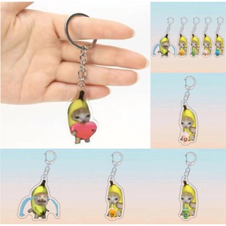 ขายดี พวงกุญแจ จี้รูปแมวร้องไห้ กล้วย สําหรับห้อยกระเป๋าเป้ส…