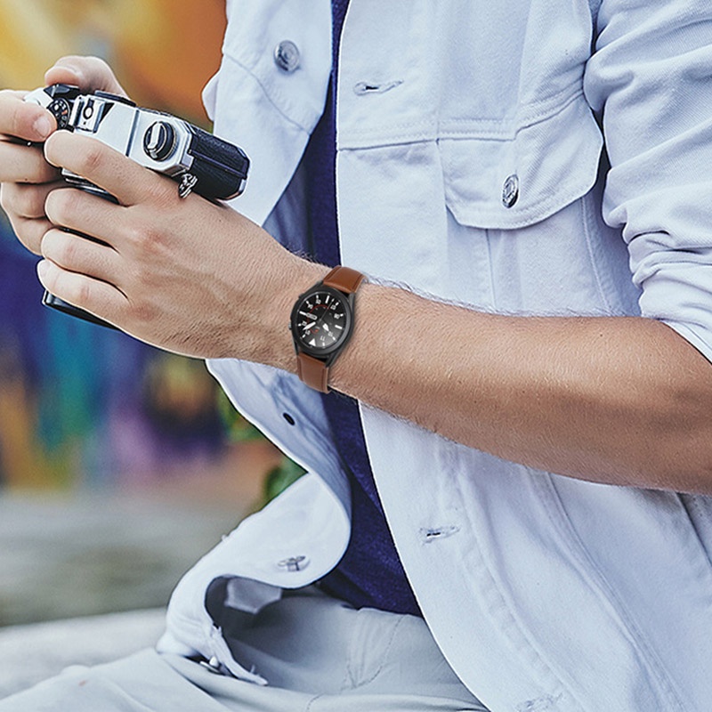 20 มม.22 มม.แฟชั่นสายหนังสําหรับ Samsung Galaxy Watch 7 FE 6 5 4 3/Watch6 คลาสสิก 43 มม.47 มม./Active 2 40 มม.44 มม./เกียร์ S3