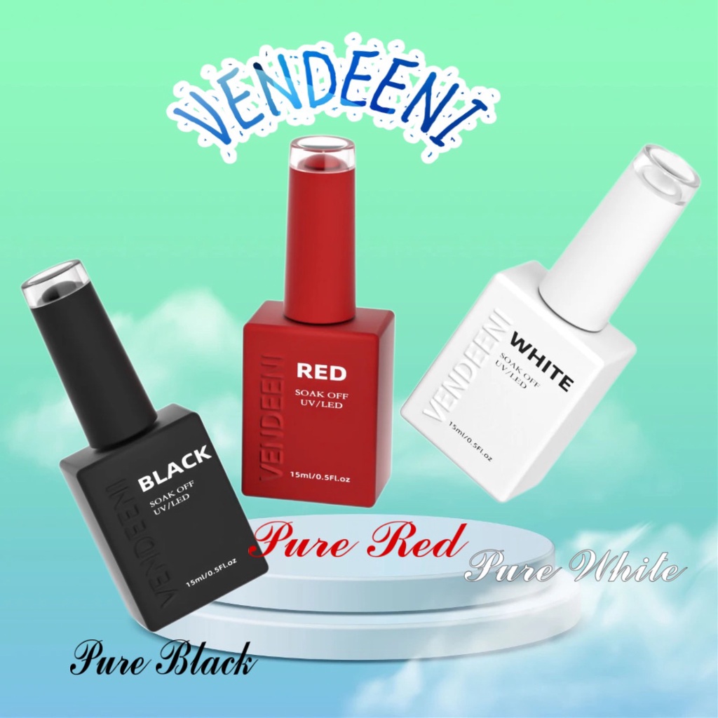 VENDEENI สีเจล สีขาว สีดำ สีแดง แม่สีเนื้อแน่นทาง่าย มี3สี ทำเล็บ