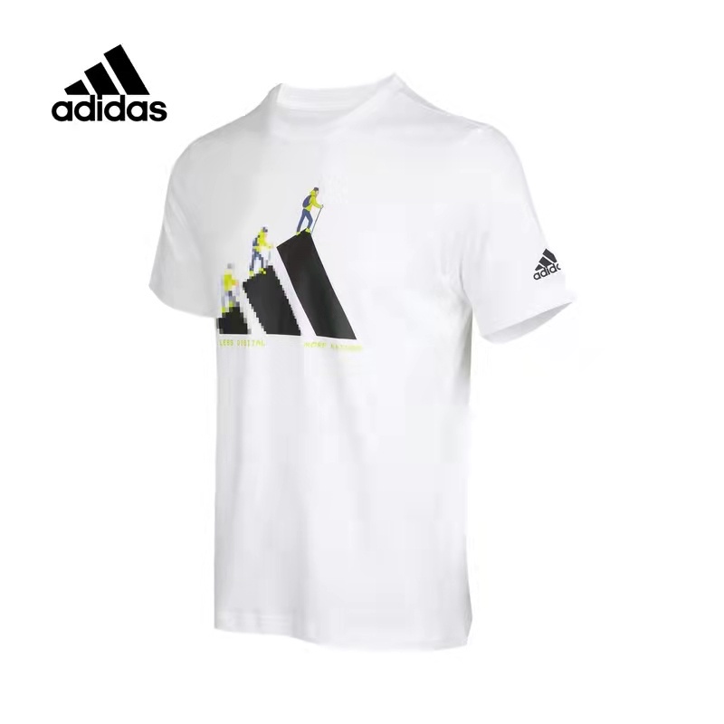 【ของแท้】Adidas เสื้อยืดลําลอง แขนสั้น ทรงหลวม สีขาว เหมาะกับการวิ่ง เล่นกีฬา สําหรับผู้ชาย และผู้หญิง GN7321