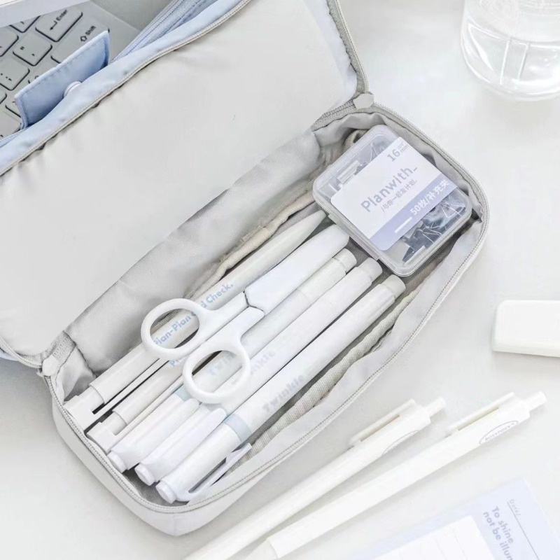 กระเป๋าดินสอ อเนกประสงค์ แบบพับได้ จุของได้เยอะ แบบพกพา แบบสร้างสรรค์ สไตล์มินิมอล สําหรับนักเรียน - รูปที่ 6