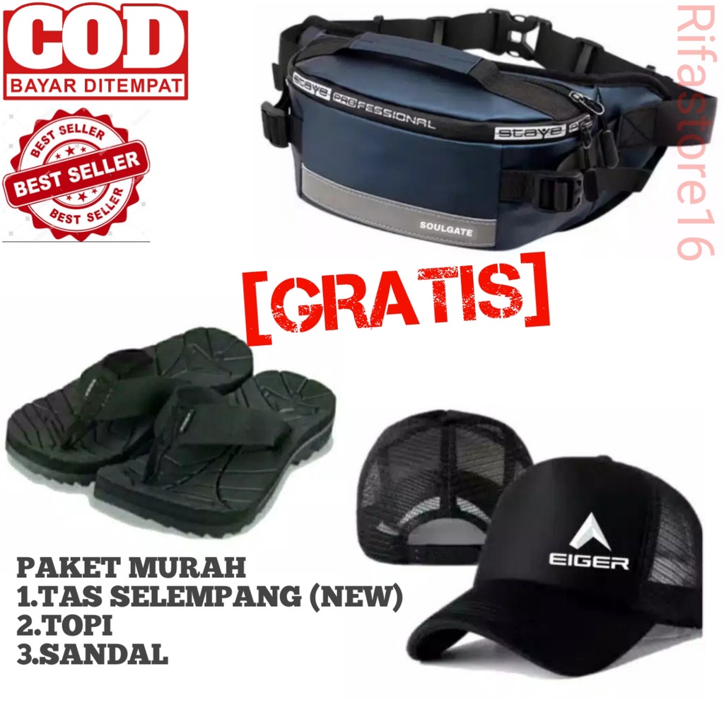 กันน้ํา SLING bag Package Men/Women/กระเป๋าชาร์จ/ One Package + แถม Net Hat eger-Flip Flops และ Moun