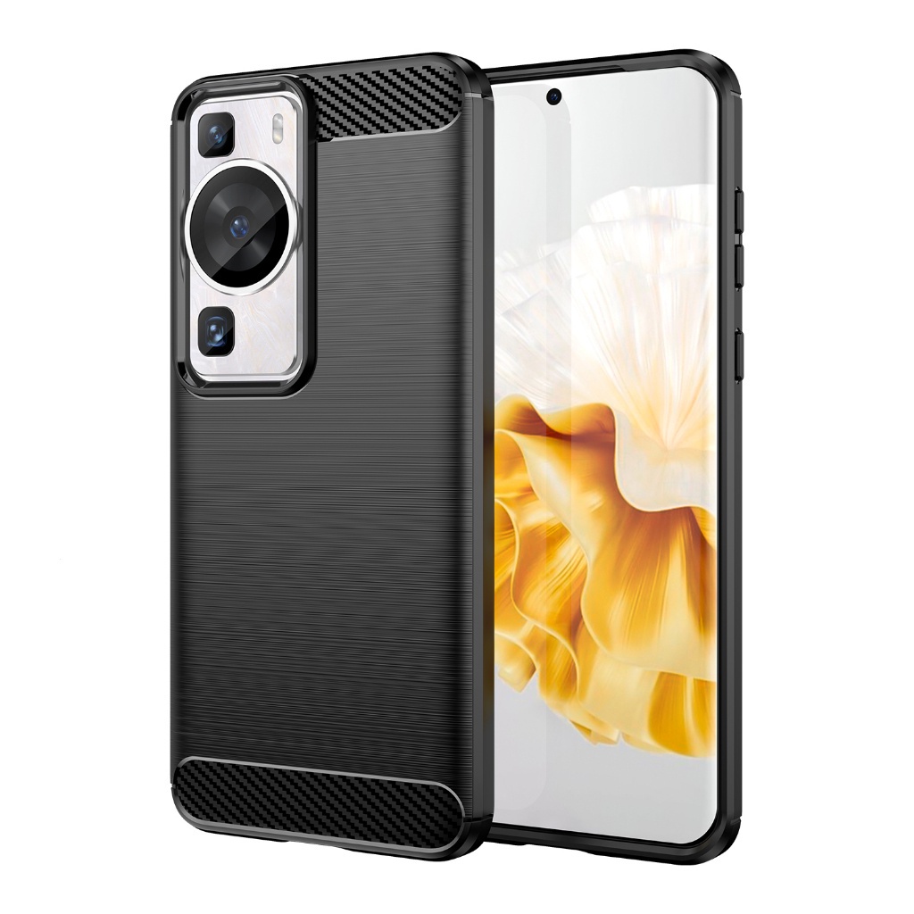 สําหรับ Huawei P60, P60 Pro Brushed Carbon Fiber Protective Case Soft Case, Shock-Resistant, Protect