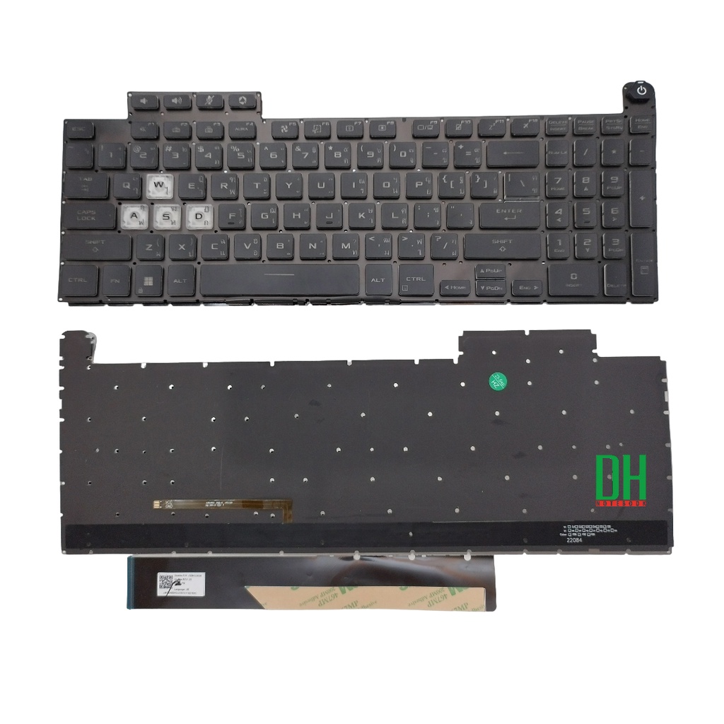 แป้นพิมพ์ คีย์บอร์ดโน๊ตบุ๊ค TUF Gaming F15 FX507, FX507Z, A15 FA507, FA507R Laptop Keyboard มีไฟ ไทย-อังกฤษ