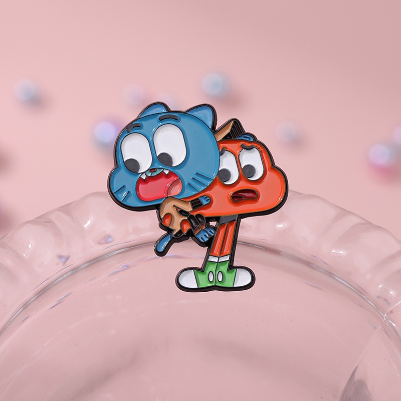 เครื่องประดับ เข็มกลัดโลหะ รูปการ์ตูน Gumball Darwin Enamel Pins The Amazing World of Gumball