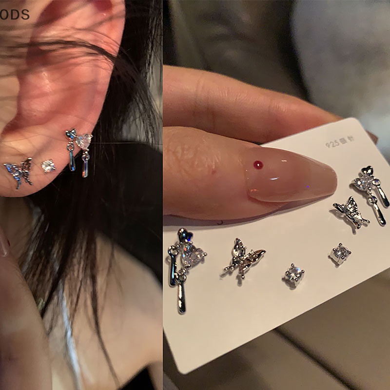 ODS 6 ชิ้น/เซ็ต Simple คริสตัลสตั๊ดต่างหูชุดสําหรับผู้หญิงZirconต่างหูสาวงานแต่งงานหมั้นเครื่องประดับอุปกรณ์เสริมOD - รูปที่ 3