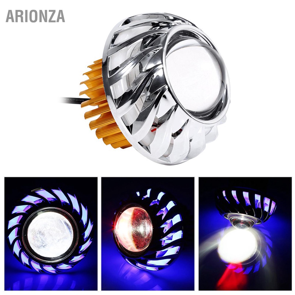 ARIONZA ไฟหน้ารถจักรยานยนต์ LED โปรเจคเตอร์เลนส์เดี่ยว Halo Angel Devil Eye Spot Light
