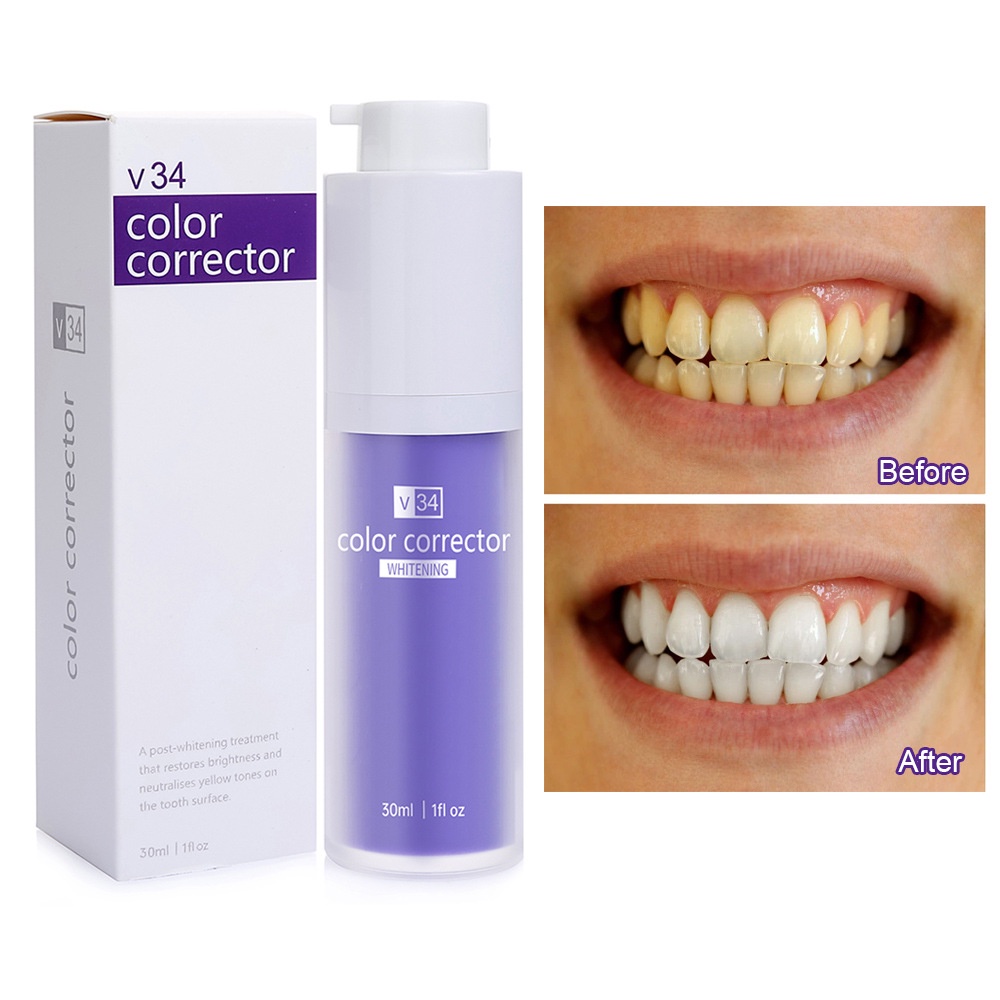 ยาสีฟัน Beauty Tooth Essence ยาสีฟัน hismile V34 Colour Corrector Purple Mousse Oral Care- *- &
