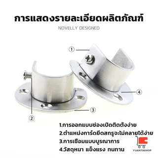ราวจับหน้าแปลน ตัวรับราวตู้เสื้อผ้า สเตนเลส รูปตัว U สําหรับในตู้เสื้อผ้า ที่ยึดผ้าม่านอาบน้ำ 25/32mm Closet Rod Bracket