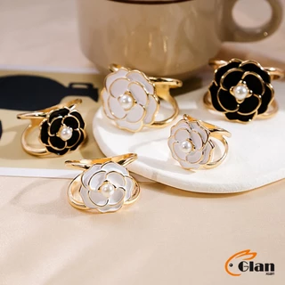 Glanxuan แหวนผ้าคลุมไหล่ สําหรับติดประดับผ้าพัน ประดับไข่มุก สไตล์เรโทร scarf ring