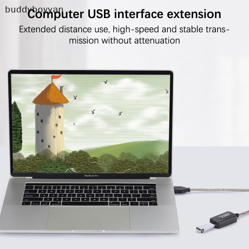 Bbth สายเคเบิลต่อขยาย USB 2.0 5 ม. 10 ม. 15 ม. USB 2.0 พร้อมบูสเตอร์ USB ตัวผู้ เป็นตัวเมีย