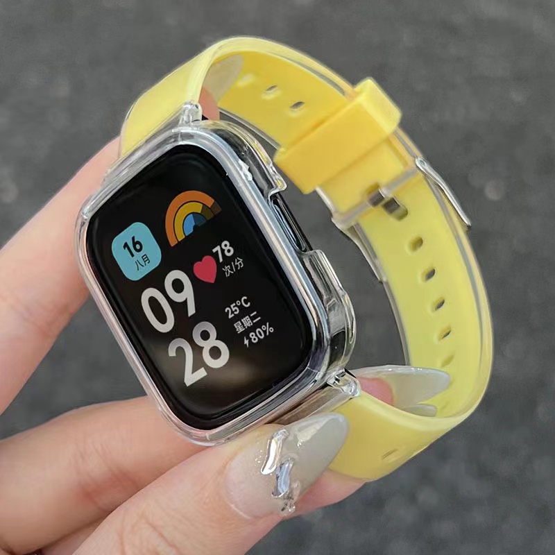 สายนาฬิกาข้อมือซิลิโคนใส สองสี อุปกรณ์เสริม แบบเปลี่ยน สําหรับ Redmi Watch 4 3 3 Active Smart Watch 2 Xiaomi Mi Watch Lite