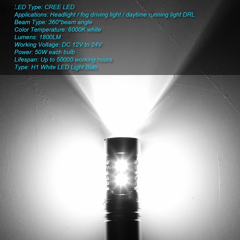 Nuannubbb หลอดไฟหน้ารถยนต์ H1 LED สว่างมาก 1 คู่