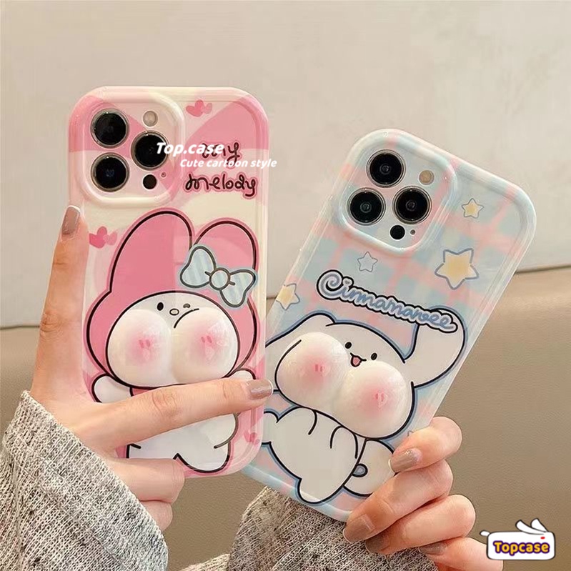 เคสโทรศัพท์มือถือ TPU นิ่ม กันกระแทก ลายการ์ตูนกระต่าย 3D น่ารัก สําหรับ iPhone15 11 12 13 14 Pro Max X Xr Xs 8 7 6 Plus SE 2020