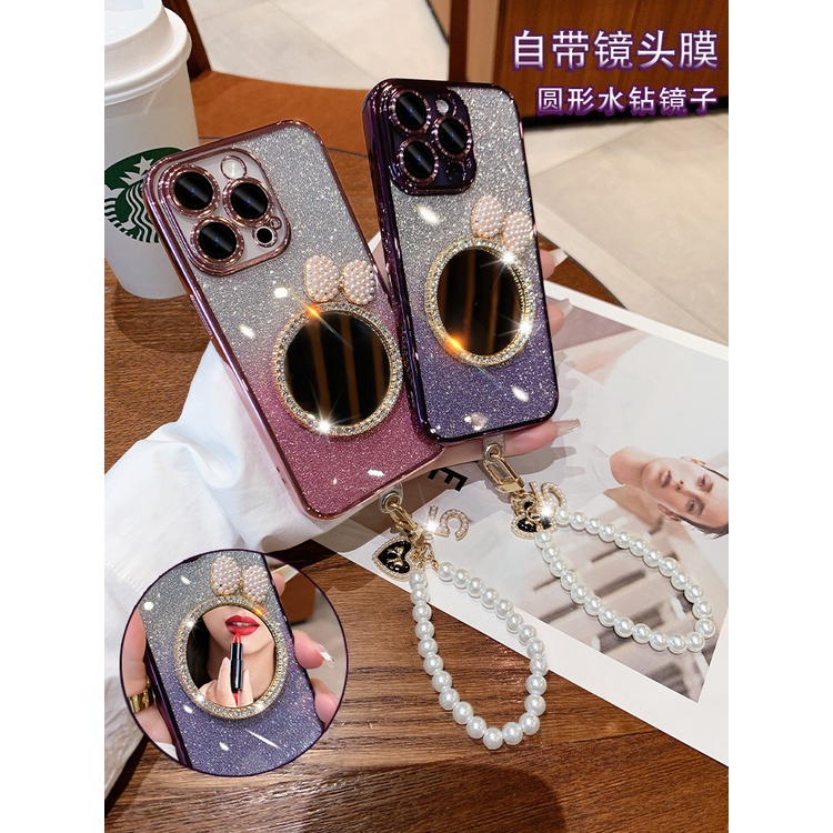 เคส Vivo V20 Pro V20 V20e X90 Pro+ Plus เคสกระจกแต่งหน้า เครื่องสําอาง หรูหรา นุ่ม พร้อมสายคล้องโทรศัพท์
