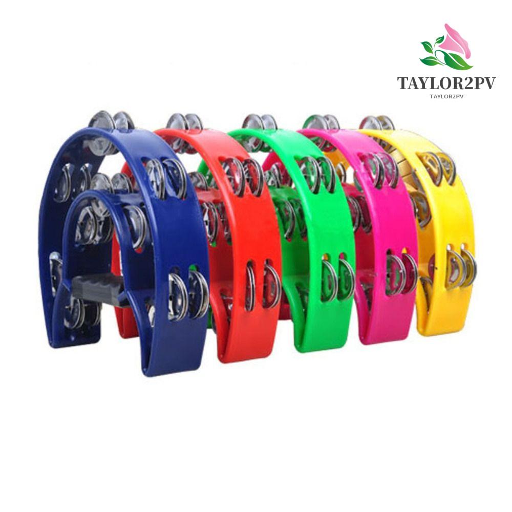Taylor2pv แทมบูรีนออร์ฟฟ์ กระดิ่งมือ รูปพระจันทร์ สองชั้น 7 สี เพื่อการเรียนรู้เด็กก่อนวัยเรียน