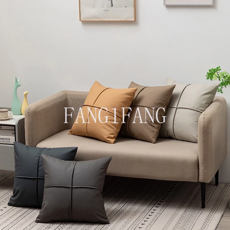 ปลอกหมอนอิง หนังเทียม ขนาด 45X45 ซม. กันน้ํา สีพื้น สไตล์นอร์ดิก สําหรับตกแต่งโซฟา ห้องนั่งเล่น