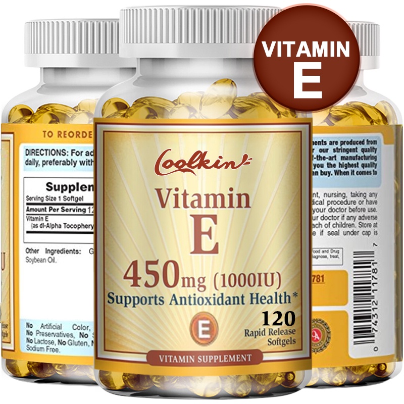 Coolkin วิตามินอี 450 มก. ต้านอนุมูลอิสระ รองรับการทํางานภูมิคุ้มกัน - ไม่ใช่จีเอ็มโอ - แคปซูลมังสวิรัติ