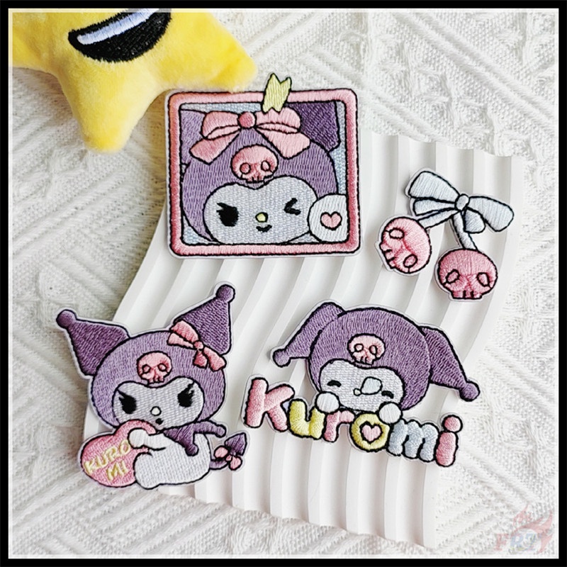 แผ่นสติกเกอร์ ลายปีศาจน้อย Kuromi มีกาวในตัว แผ่นแพทช์รีดติดเสื้อ ปักลาย DIY สําหรับตกแต่งเสื้อผ้า กระเป๋า 1 ชิ้น