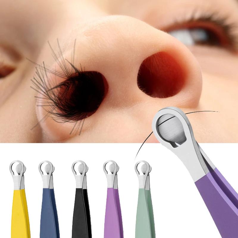 สแตนเลสสตีลรอบหัวแหวนจมูกผมคลิปเคราและหนวดTrimmerคิ้วClipper Pushจมูกแหนบผมตัดเครื่องมือ