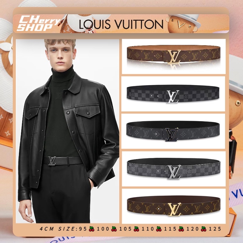LV INITIALES 40mm reversible belt Louis Vuitton เข็มขัด สายพานแบบพลิกกลับได้/ แบรนด์ใหม่และเป็นของแท้