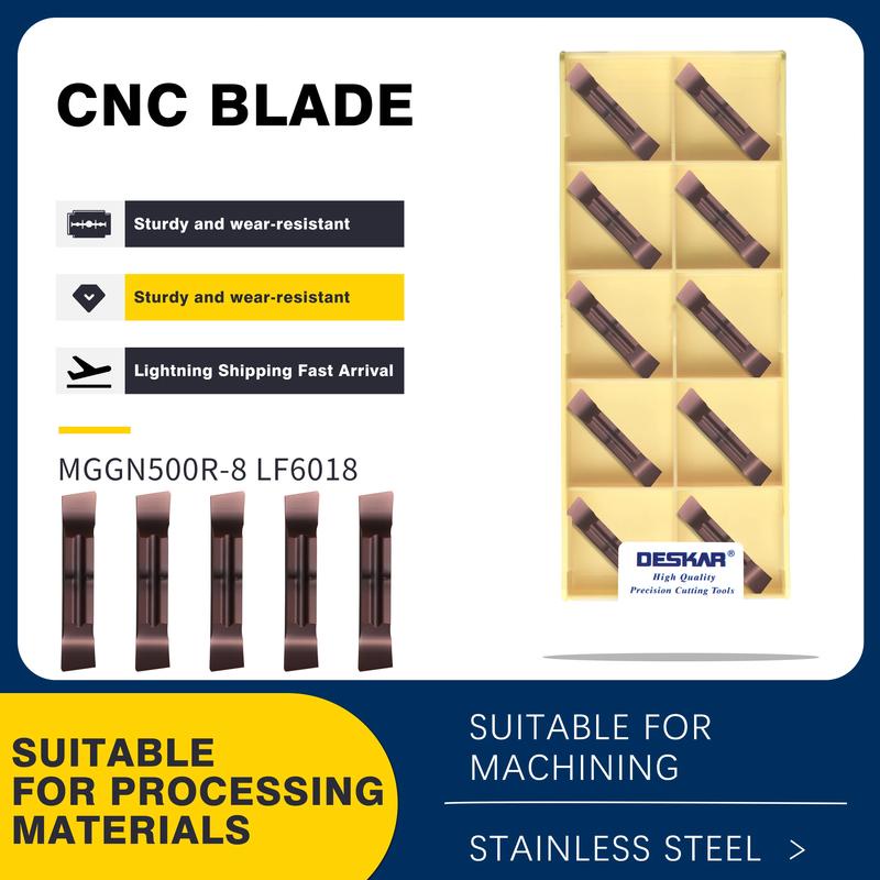 เม็ดมีดกลึงคาร์บอน MGGN150 L-8 MGGN200 R-8 MGGN300 L-8 MGGN400 R-8 MGGN500 L-8 LF6018 CNC คุณภาพสูง สําหรับสเตนเลส 10 ชิ้น