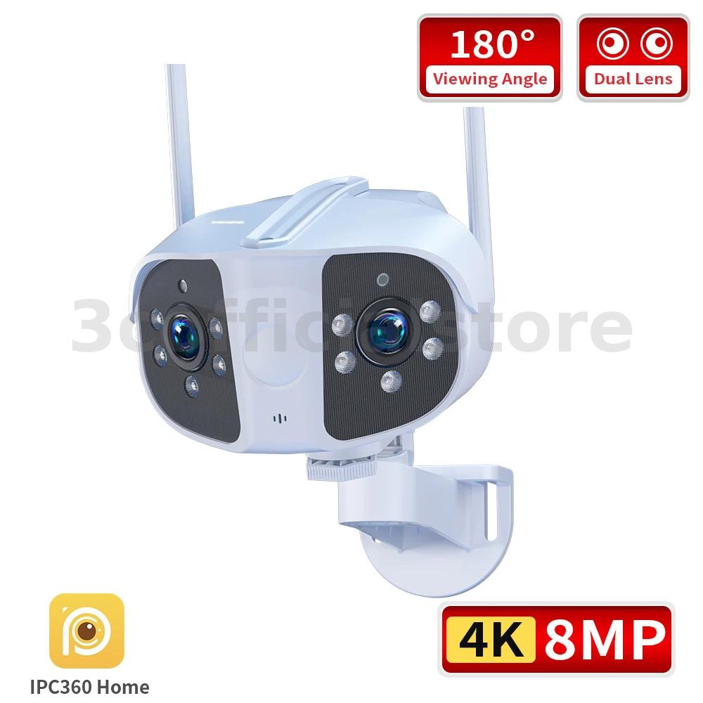 Guudgo กล้องพาโนรามา 4K 6MP 8MP WiFi PTZ เลนส์คู่ 180° กล้องรักษาความปลอดภัย IP66 มุมกว้าง มองเห็นที่มืด ปลั๊ก EU