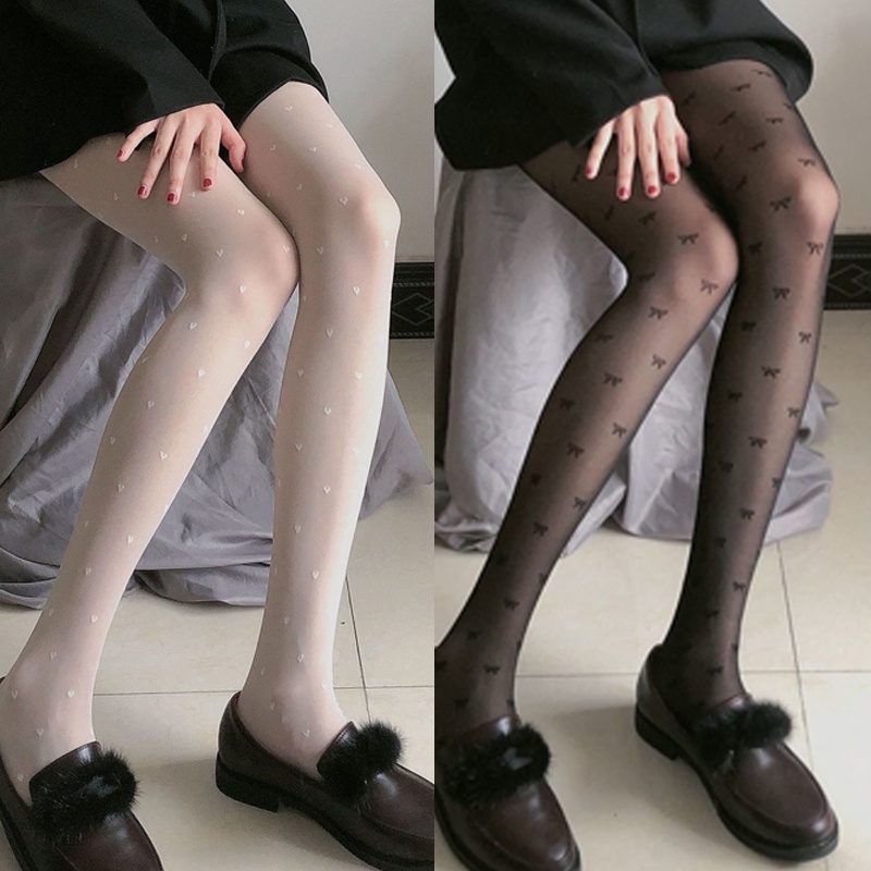 ⭐จัดส่งจากกรุงเทพ⭐ถุงน่องแฟชั่นสตรี ลายโบว์ เซ็กซี่ บางเฉียบ เจเคโลลิต้าสไตล์