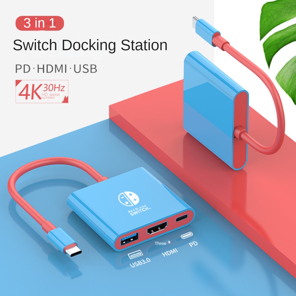 3in1 อะแดปเตอร์ฮับ Type C เป็น HDMI USB C Type C สําหรับ Nintendo Switch OLED V1 V2 TV 4K USB3.0 PD ชาร์จ USBC โทรศัพท์ แล็ปท็อป แท็บเล็ต
