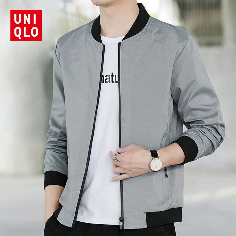 Uniqlo ใหม่ เสื้อแจ็กเก็ตบอมเบอร์ คอปก เข้ารูป แฟชั่นฤดูใบไม้ผลิ และฤดูใบไม้ร่วง สไตล์เกาหลี สําหรับผู้ชาย 2023