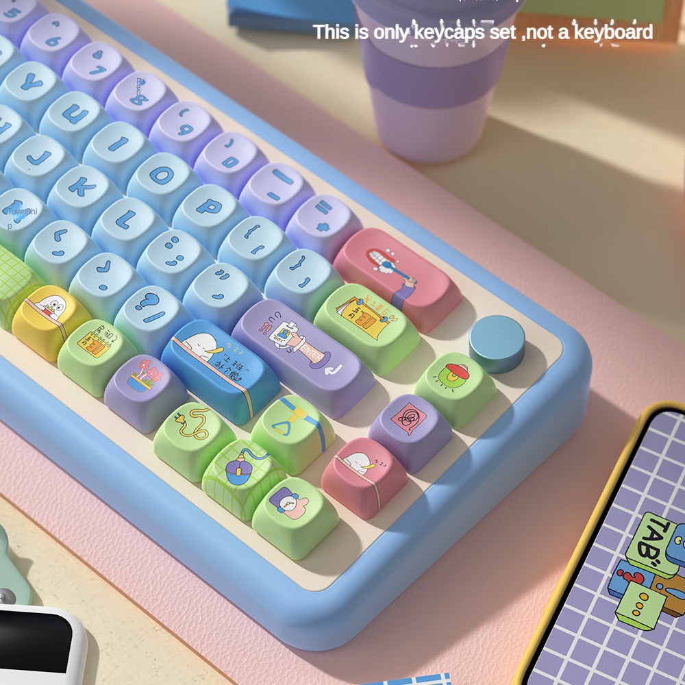 Pbt ปุ่มกดคีย์บอร์ด ลายการ์ตูนไข่น่ารัก MOA ความสูง 61 63 64 67 68 71 75 78 82 84 87 96 98 100 104 108