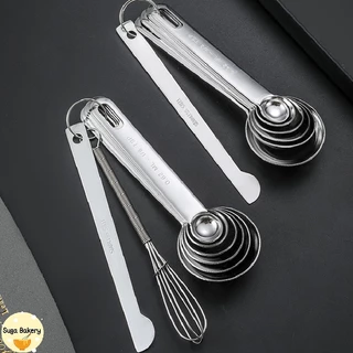 SUGA พร้อมส่ง ชุดช้อนตวงสแตนเลส ช้อนตวงทำขนม สำหรับตวงส่วนผสม อุปกรณ์เบเกอรี่ มีทั้งหมด 6 ขนาด COD SUR270