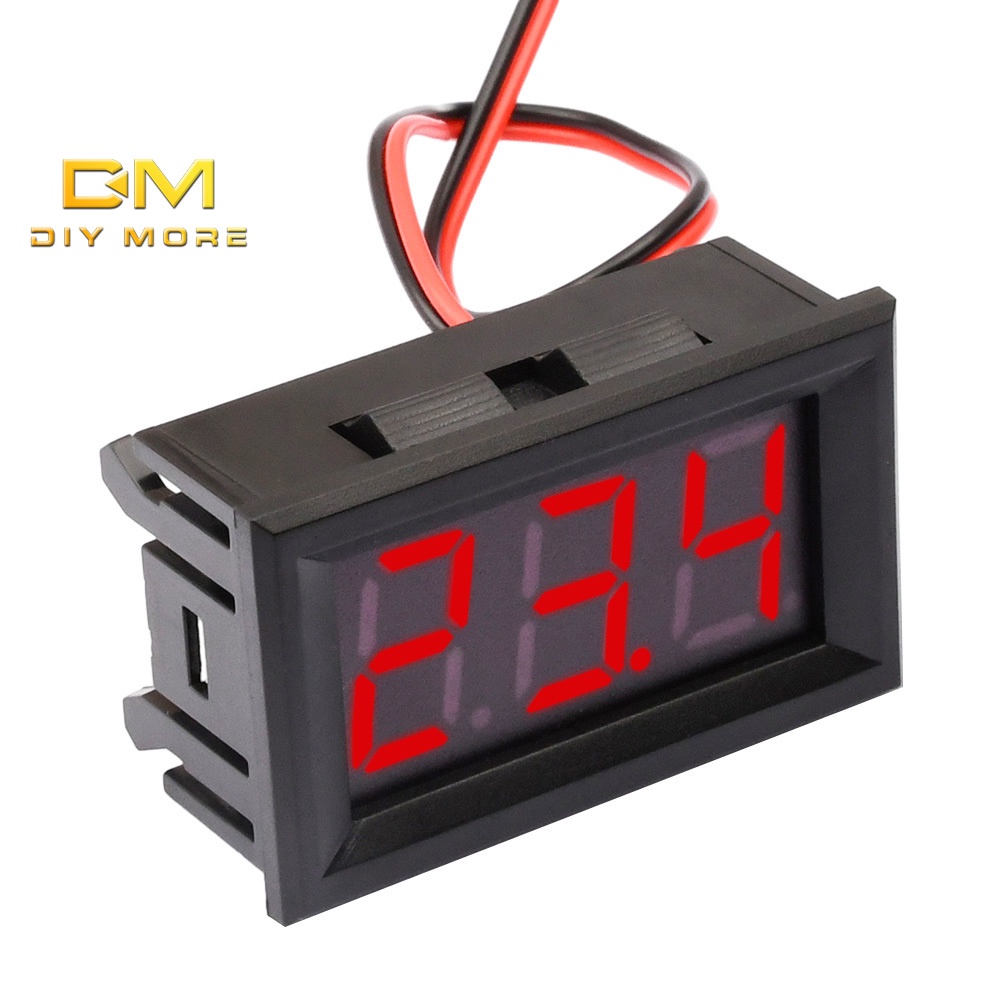 Diymore โวลต์มิเตอร์ดิจิทัล LED DC 0.56 นิ้ว 3 สาย 4.5V-30V ทดสอบแรงดันไฟฟ้าแบตเตอรี่ จอแสดงผลสีเดียว สําหรับรถจักรยานยนต์ แบตเตอรี่มอนิเตอร์
