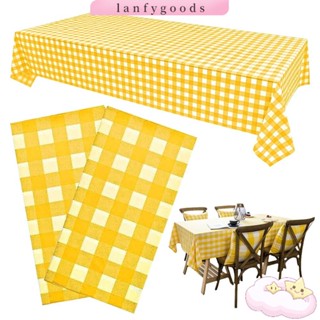 Lanfy ผ้าปูโต๊ะพลาสติก ทรงสี่เหลี่ยมผืนผ้า กันน้ํา และรอยย่น…