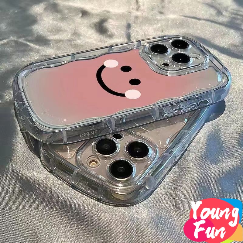 ยิ้มสีชมพู ซองโทรศัพท์ Samsung A12 A03S A11 A03 A23 A14 A13 A04E A04S A53 A73 A33 A52 A51 A71 A72 A22 A32 A02 เคสโทรศัพท์มือถือแบบนิ่ม Tpu ใส กันกระแทก เรียบง่าย สําหรับ
